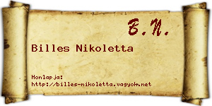 Billes Nikoletta névjegykártya