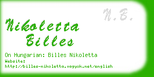 nikoletta billes business card